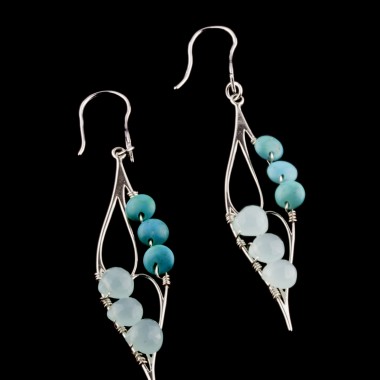 sterling silver earring with turquoise and aquamarine