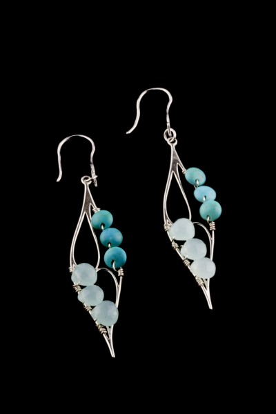 sterling silver earring with turquoise and aquamarine